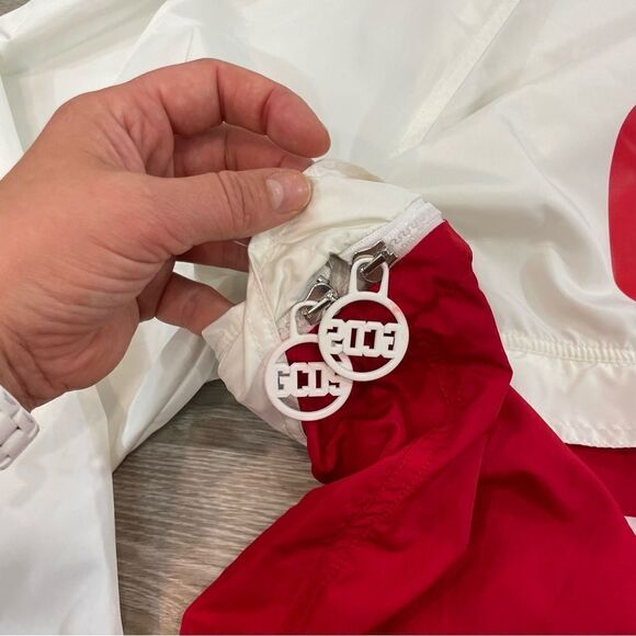 GCDC White and Red Hodded Anorac Lightweight Half Can be removed Mens XS - Picture 7 of 9